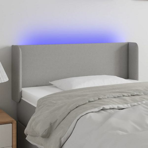 vidaXL LED Kopfteil Hellgrau 93x16x78/88 cm Stoff, 3122938