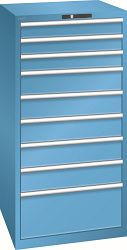 LISTA Schubladenschrank 36x36E (BxTxH) 717x725x1450mm AUTO Lock, Lichtblau, 9 Schubladen, Traglast 200 kg, Fronthöhen: 100 - 300 mm, 13.106.010.A