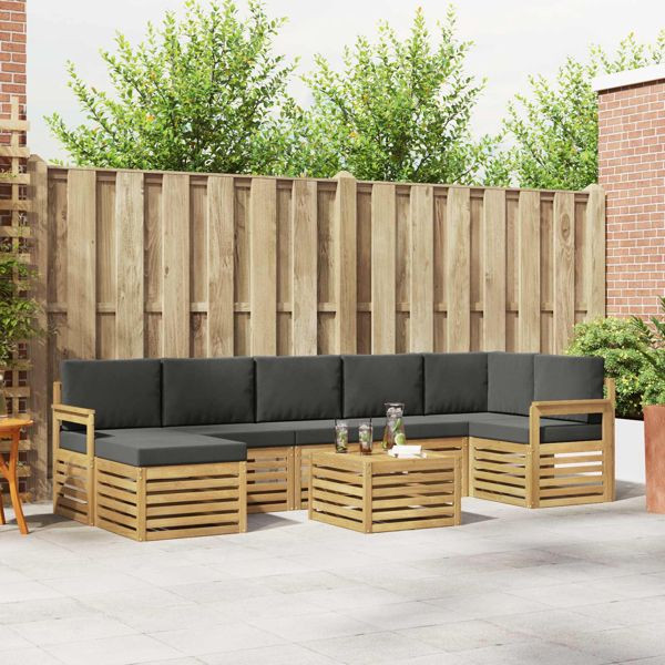 vidaXL Outdoor-Sofagarnitur 8-teilig Weiß und Anthrazit 59 x 59 x 37 cm, 3392222