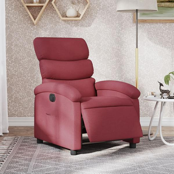 vidaXL Relaxsessel Elektrisch Weinrot Stoff, Polyester, 3203957