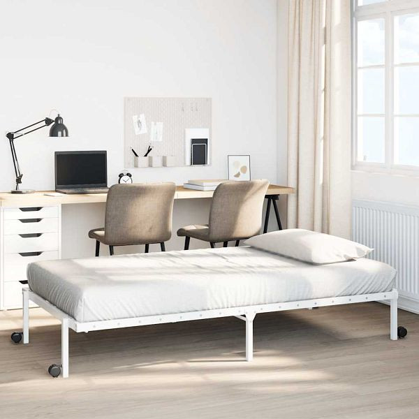 vidaXL Bettgestell ohne Matratze Klappbar Weiß 90x200 cm Stahl, 4103967