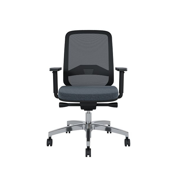Bisley Bürodrehstuhl Bali, Rückenlehne aus Netzbezug, Mit Armlehnen Aluminiumfußkreuz, TN9808 black pepper, BALIALRT0015TN9808