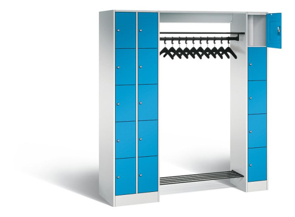 C+P Offene Garderobe Serie 8070, H1950xB2100xT480mm, Farbe: Lichtgrau / Lichtblau, 80730-00 S10007