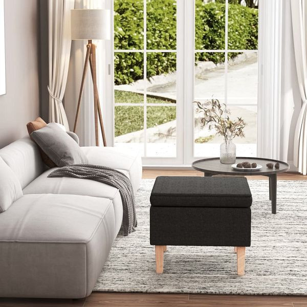 vidaXL Hocker mit Holzbeinen Schwarz Stoff, Füllung: Schaumstoff, 329427