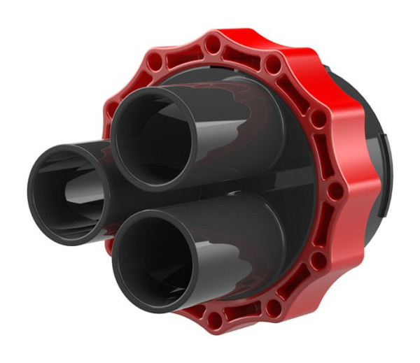 Hauff Systemdeckel zur Kabelabdichtung mit Kaltschrumpftechnik, Stutzen-Ø: 32 mm, Anzahl Kabel/Medium: 3, 2206050060