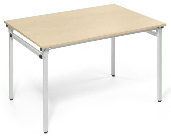 Deskin 4-Fuß-Klapptisch, Platte Ahorndekor, Gestell Alusilber RAL 9006, B 1200 x T 800 x H 720 mm, 284198