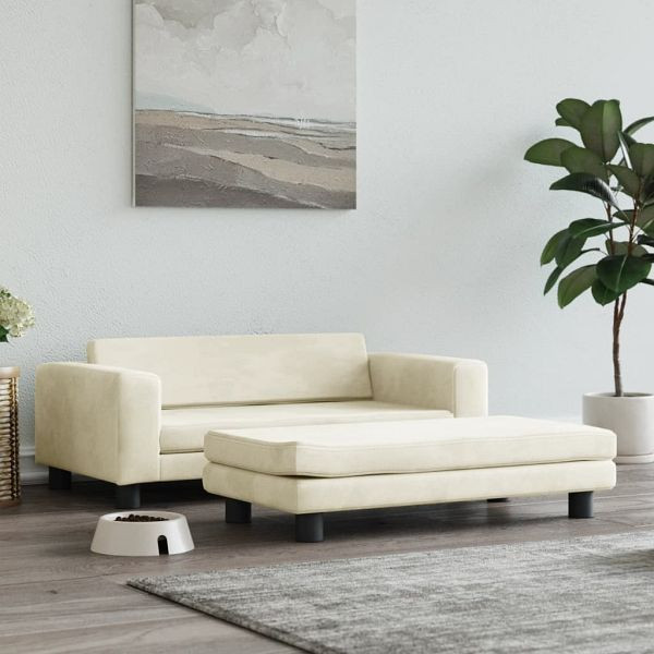 vidaXL Hundebett mit Verlängerung Creme 100x50x30 cm Samt, 172025