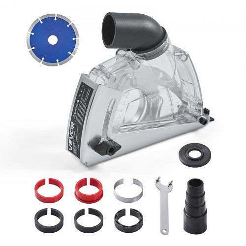 VEVOR Absaughaube Winkelschleifer 100-125 mm, mit 6 Klemmscheiben & 125 mm Diamant-Schleiftopf, einstellbare Schnitttiefe, QGKFCZQGKTMXX8UN9001V0