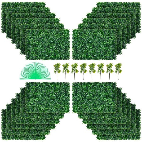 VEVOR Künstliche Pflanzenwand 24 x 16 Zoll, Sichtschutz Hecke Künstlich Grün, Künstliche Buchsbaumplatte PE, VE: 24 Stück, MLCZWQ24PC24X1601V0