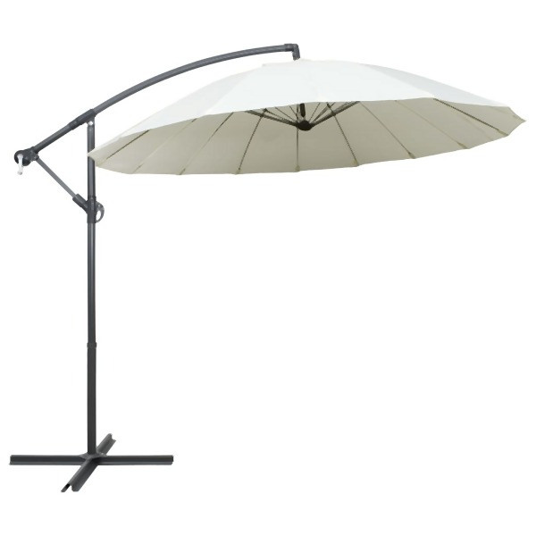 vidaXL Ampelschirm Weiß 3 m Aluminium-Mast, Sandweiß, 47220