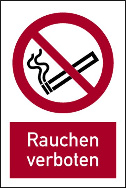 Schilder Klar Kombischild Rauchen verboten DIN EN ISO 7010, 200x300x0.45 mm Aluminium geprägt, 1360/22