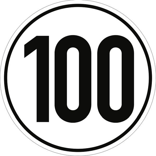 Moedel Geschwindigkeitsschild, 100 km/h, Folie, Ø 200 mm, 54274
