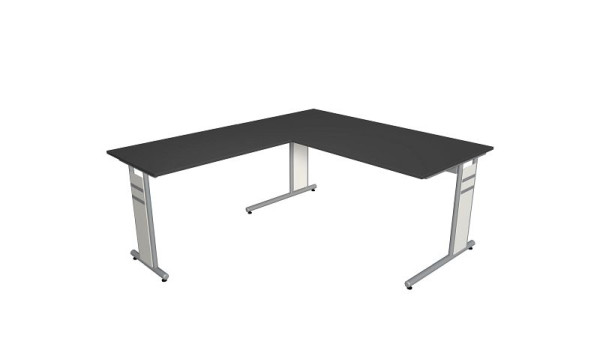 Kerkmann Schreibtisch B 1600 x T 800 x H 680-820 mm mit Ansatz/Anbautisch, Form 4, Farbe: anthrazit, (Montage), 11409313-1