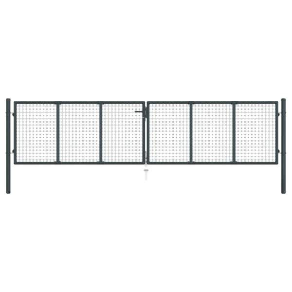 vidaXL Mesh-Gartentor Verzinkter Stahl 400 x 150 cm Grau, 145777