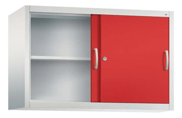 C+P Aufsatzschrank Acurado, H790xB1200xT400mm, Farbe: Lichtgrau / feuerrot, Bügelgriff, 2 OH, 2045-00 S10173