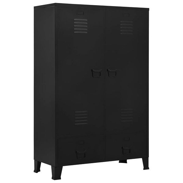 vidaXL Kleiderschrank Industrial Schwarz 90x40x140 cm Stahl, 145357