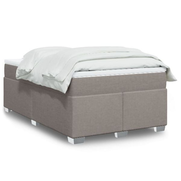 vidaXL Boxspringbett mit Matratze Taupe 120x190 cm Stoff, 3285120