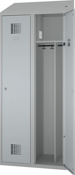 Eurobox Umkleidespind Strom, 2 Abteile, mit Steckdose, 400 mm, ohne Füße, 1000-040201