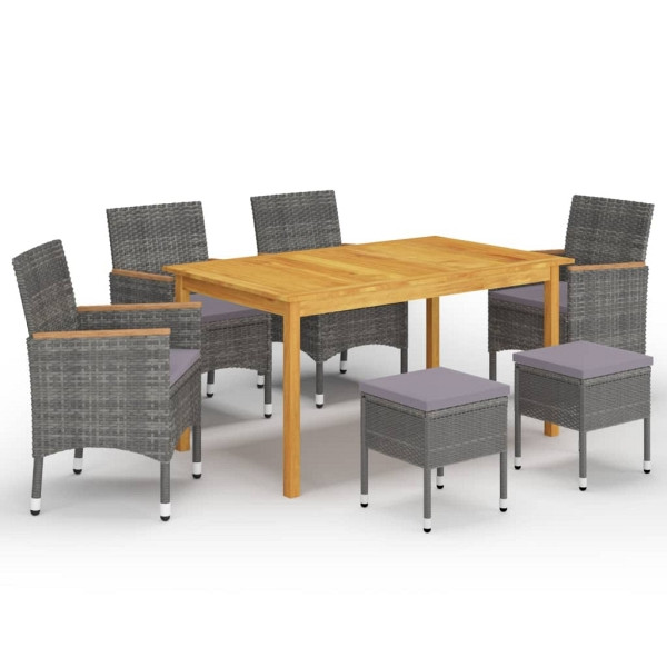 vidaXL 7-tlg. Garten-Essgruppe Grau, Massivholz, 3067782