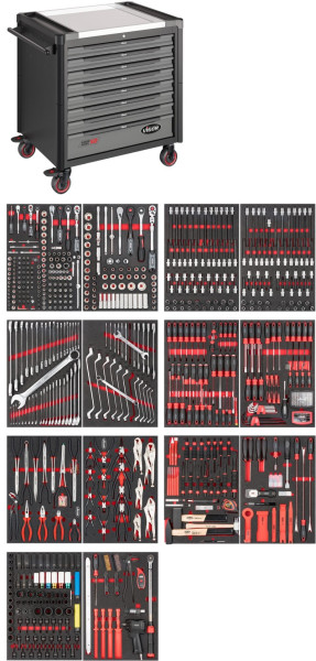 VIGOR Werkstattwagen VIGOR 1000 XD, Gesamtlänge: 976 mm, Anzahl Werkzeuge: 775, V4481-XD/775