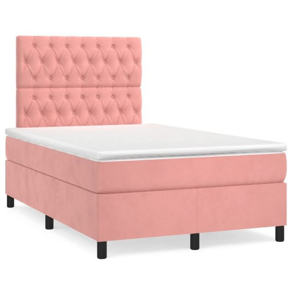 vidaXL Boxspringbett mit Matratze Rosa 120x190 cm Samt, 3270018