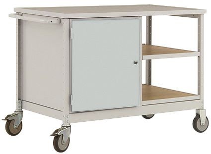 Manuflex ESD-Mobile Werkbank Modell 3 mit Tür und Einlegeböden, BxTxH 1135 x 590 x 805 mm, Lichtgrau, LW1003.7035