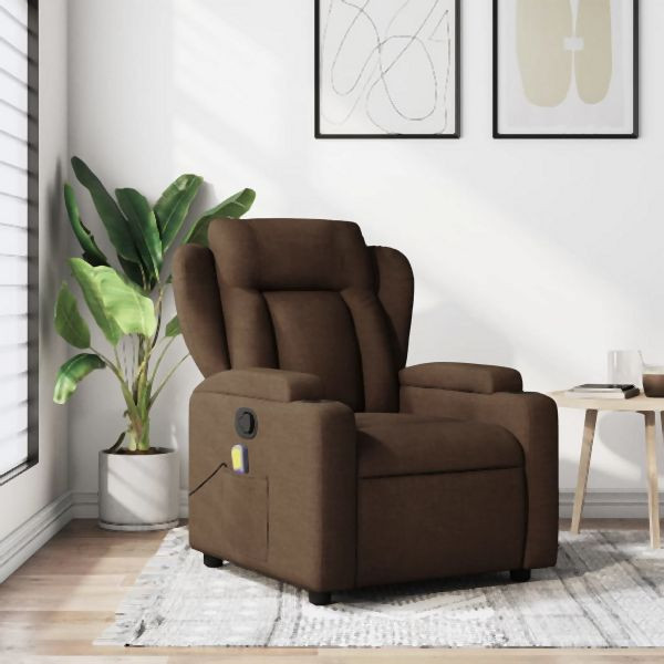 vidaXL Massagesessel Braun Stoff, Zurücklehnen, Entspannung, 372419