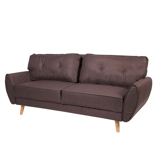 Mendler 3er-Sofa HWC-J19, Couch Klappsofa Lounge-Sofa, Schlaffunktion, Stoff/Textil braun, 75474