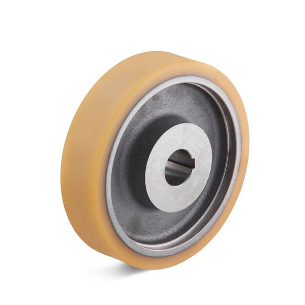 Torwegge Vulkollan Antriebsrad, Tragfähigkeit 450, Rad-Ø 100 mm, Radbreite 50 mm, Achsloch-Ø 25 mm, Nabenlänge 50 mm, 0017644