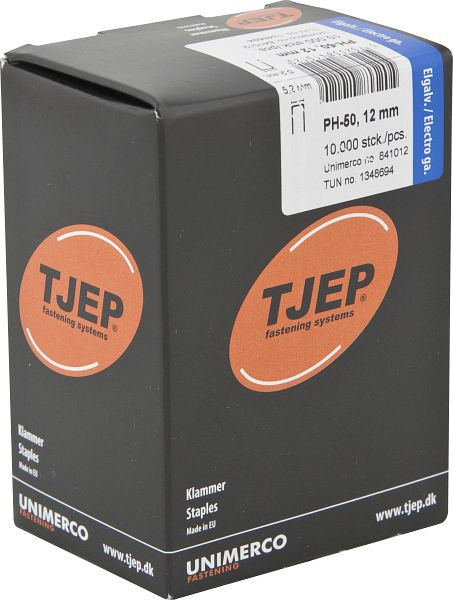 TJEP PH-50 12mm Klammer, verzinkt Box 10.000 Stück, Klammern, 841012