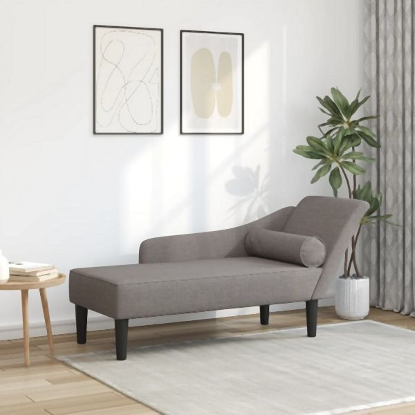 vidaXL Chaiselongue mit Kissen Taupe Stoff, Komfort, 4007601