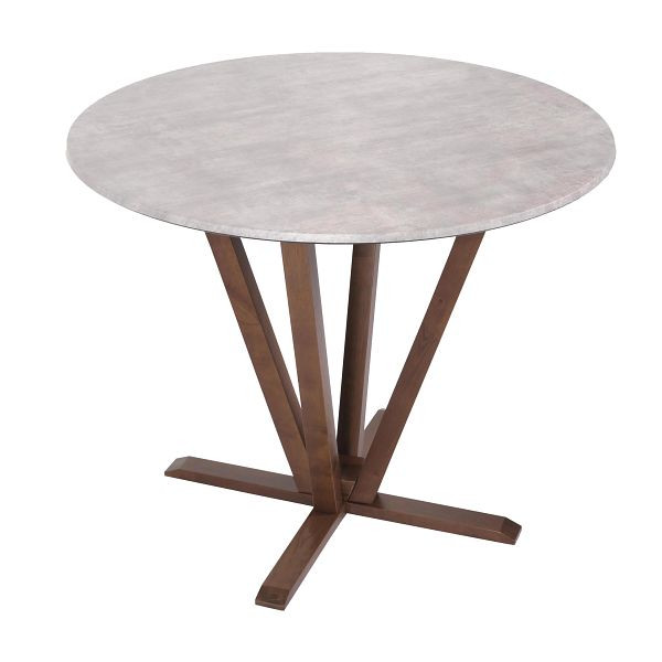 Mendler Bistrotisch HWC-M56, Tisch Esstisch, Massiv-Holz HPL Laminat Melamin Ø92cm, Beton-Optik, braunes Gestell, 103991