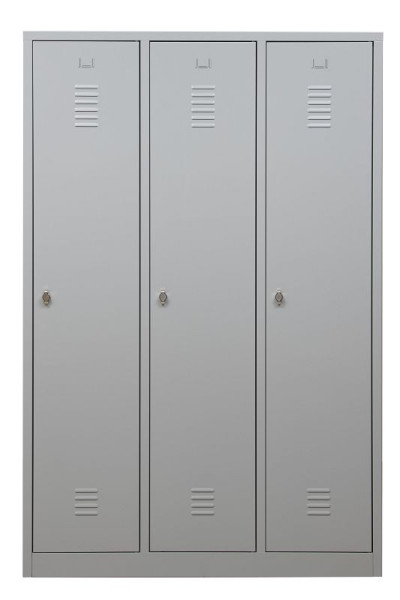 Gürkan Garderobenschrank, 50 x 120 x 180 cm, Lichtgrau, Vorhangschloss, Hutboden & Kleiderhaken, WRC/3.18120, 105419