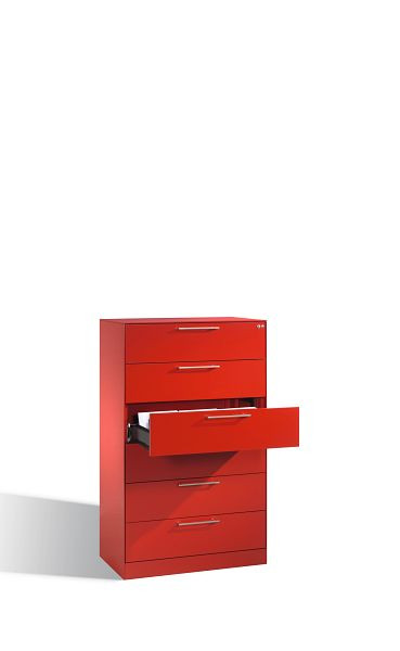 C+P Karteischrank Asisto, H1310xB800xT435mm, Farbe: feuerrot, Bügelgriff, Stahl-Abdeckplatte, 146023-623 S10013