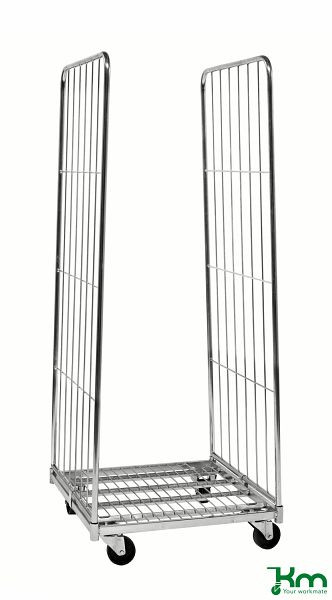Kongamek Rollcontainer 2 Seiten, 720 x 800 x 1800 mm, Verzinkt, 2 Bockrollen 2 Lenkrollen mit Bremse, KM72801802B
