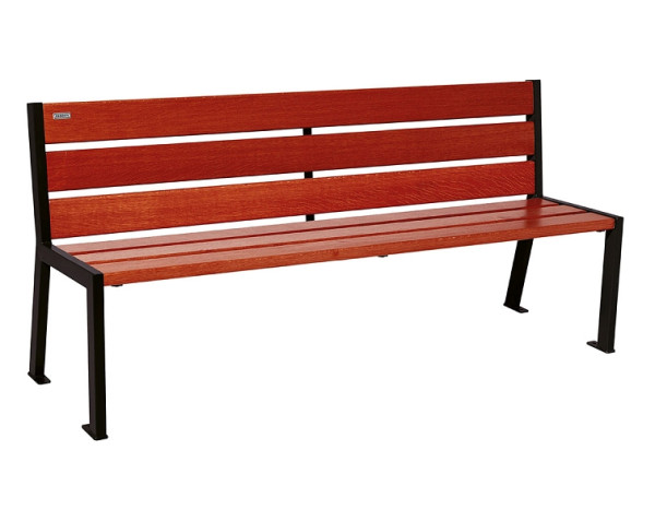 Procity Sitzbank Silaos 6 Holzlatten, 1800 mm, Ohne Armlehne, Holz & Stahl, Mahagoni/RAL 9005, 209602.9005.ACAJ