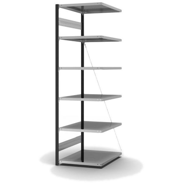 hofe Anbauregal, zerlegt, 6 Böden 2500 x 800 x 750 mm, verzinkt Stützprofile - anthrazitgrau/RAL 7016, HAA258007XL