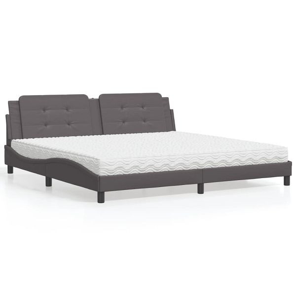vidaXL Bett mit Matratze Grau 200x200 cm Kunstleder, 3208890