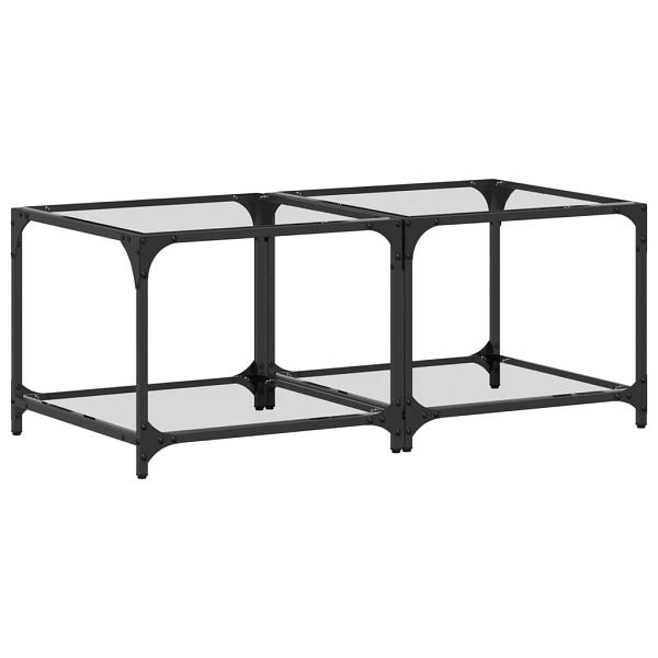 vidaXL Couchtische mit Glasplatte 2 Stück Transparent 50x50x40 cm Stahl, 845971