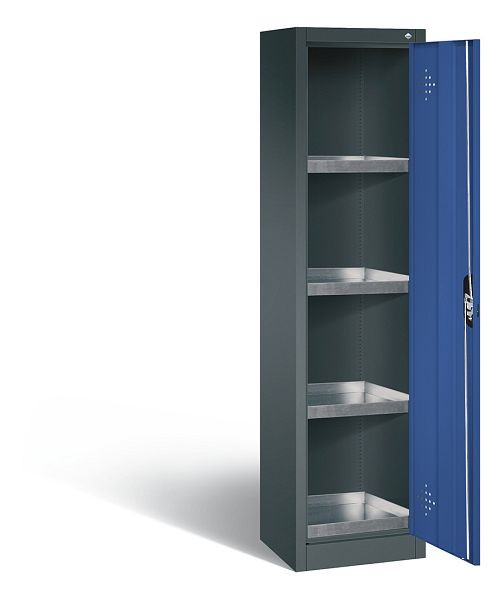C+P Umweltschrank Acurado, H1950xB502xT500mm, Farbe: Anthrazitgrau / Enzianblau, Muldengriff, 8901-315 S10169