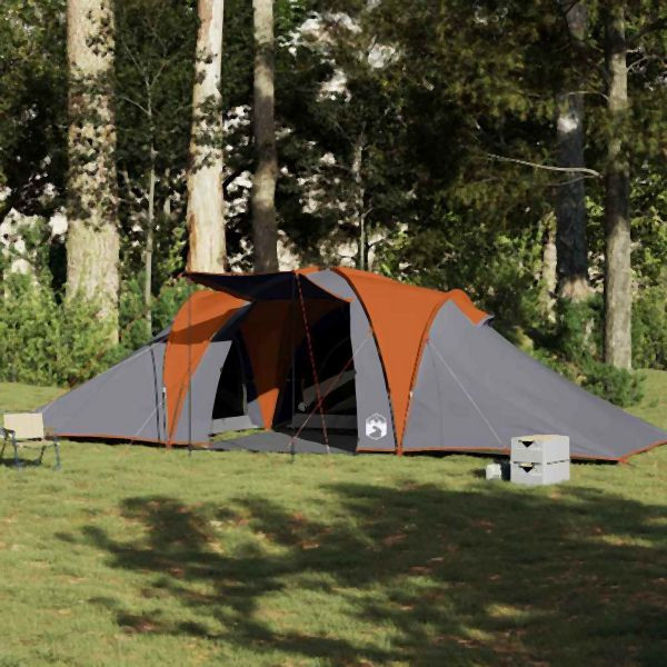 vidaXL Kuppel-Familienzelt 6 Personen Grau und Orange Wasserdicht, 4009433