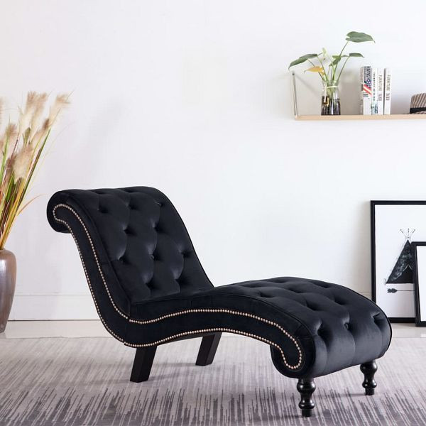 vidaXL Chaiselongue Schwarz Samt, Material: Polyester: 100%, 248611
