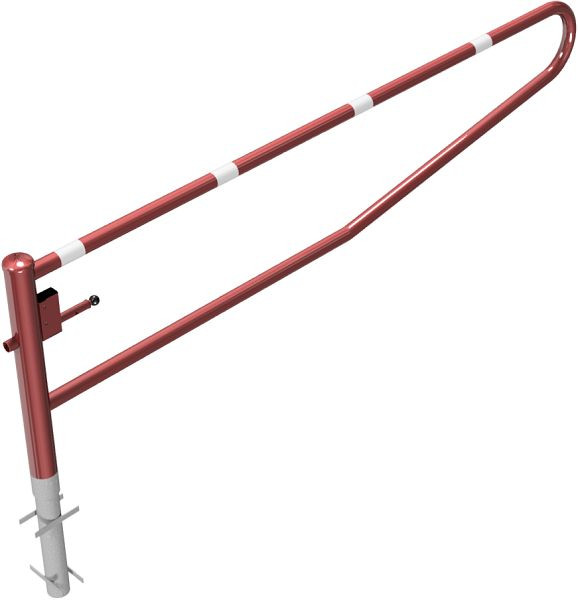 Schake Drehbare Gatterschranke, zum Einbetonieren, feuerverzinkt und rot beschichtet, Gesamtbreite: 3000 mm, mit Profilzylinderschloss, 413_301ZB