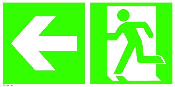 SafetyMarking Fluchtweg-Kombischild, Notausgang links mit Zusatzzeichen: Richtungsangabe links, BxH 60x30 cm, Aluminium, langnachleuchtend, 15.3030