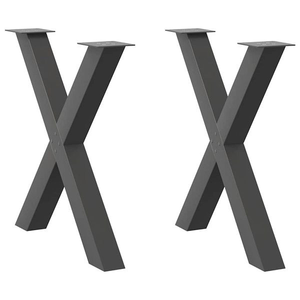 vidaXL Esstischbeine X-Form 2 Stk. Anthrazit 80x(72-73) cm Stahl, 4012982