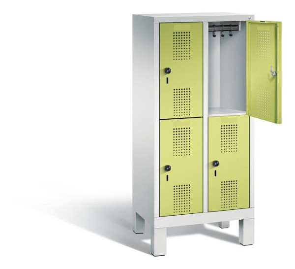 C+P Kindergarten-Spind doppelstöckig Evolo, H1350xB610xT300mm, Farbe: Lichtgrau / Viridingrün, 483103-20 S10029