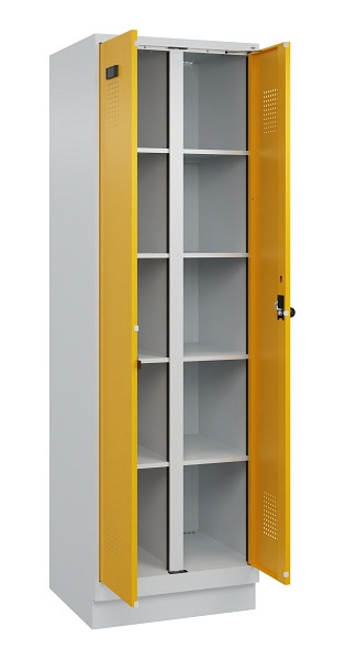 C+P Wäsche-Spind Evolo PLUS, mit Sockel, 2 Abteile, 1950x600x500mm, 7035/1004, Verschluss Drehriegel, 049022-20B S10000