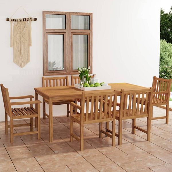 vidaXL 7-teilig Garten-Essgruppe Massivholz Teak, 3059947