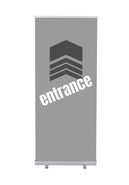 Showdown Displays Roll-Banner Budget 85 Komplettset Eingang Grau Englisch, RBB085LSFI361