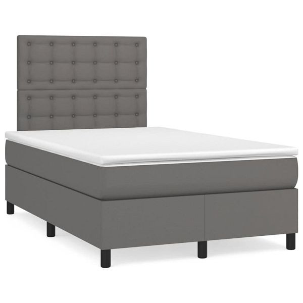 vidaXL Boxspringbett mit Matratze & LED Grau 120x190 cm Kunstleder, 3270297